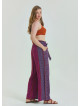 Purple Women's Plus Size Trousers with Elastic Waist Belt Detail 4618